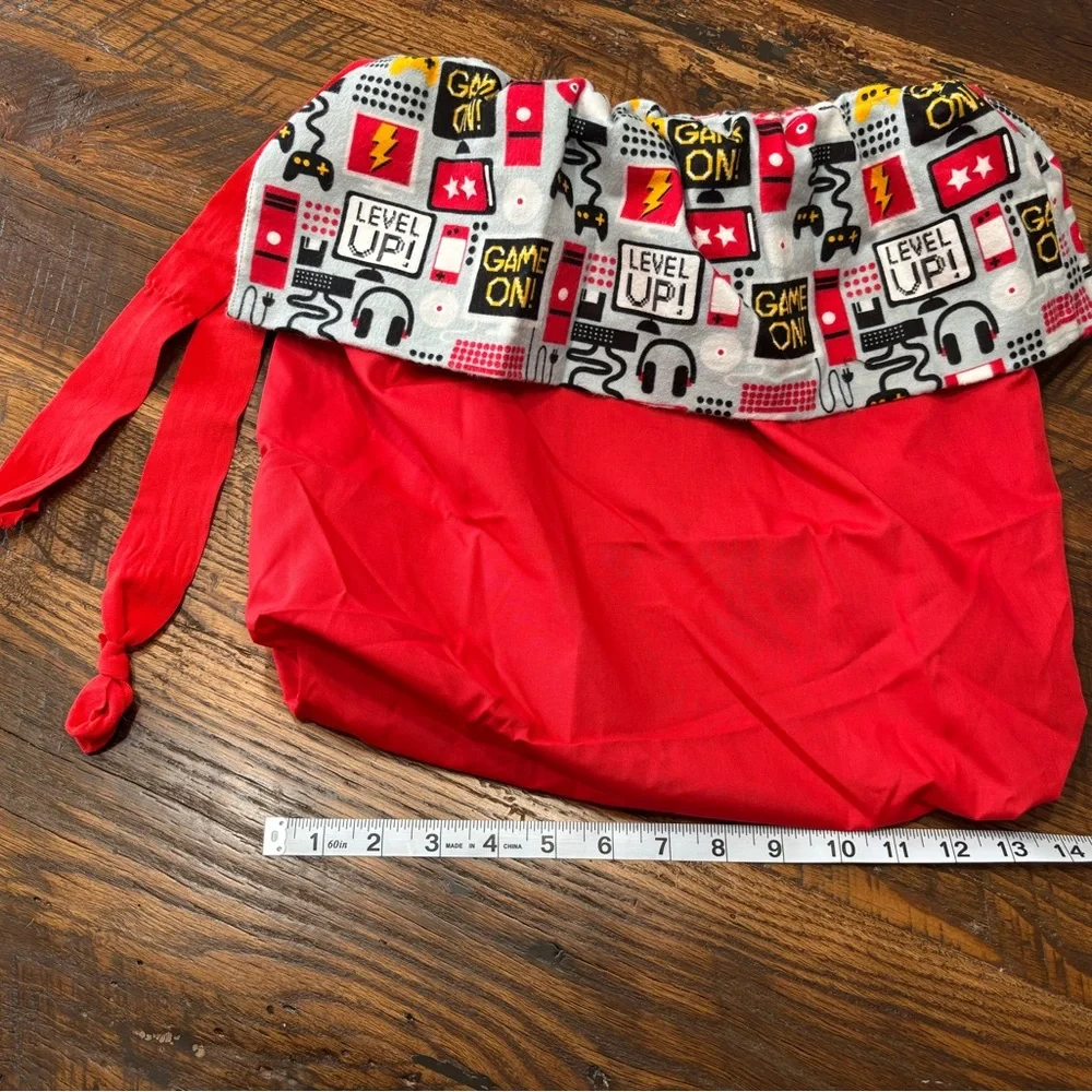 14”x14” Handmade Cotton Drawstring Gift Bag - Gaming Theme